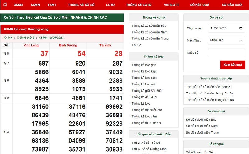 Nên chọn những trang web chia kết quả xổ số theo từng mục rõ ràng như này