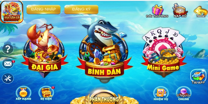 3 sảnh nổi bật tại Bắn Cá Thần Tài cho khách chọn