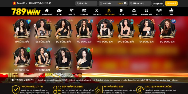 Tổng hợp các sảnh chơi ăn khách nhất tại 789Win