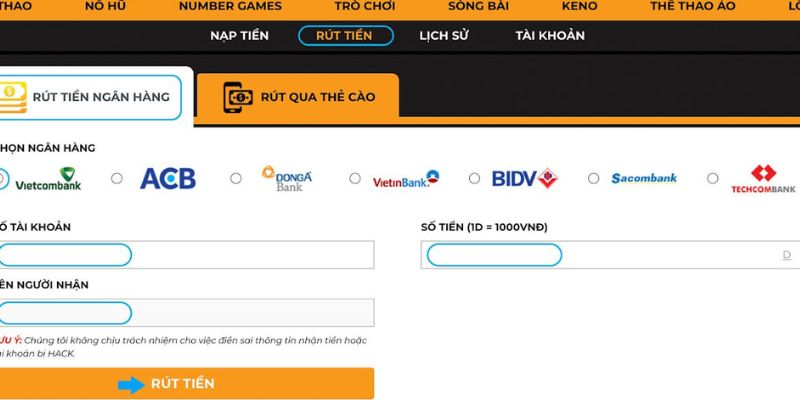 Đa dạng cách thức thực hiện giao dịch rút tiền tại nhà cái Debet
