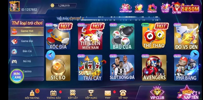 Khám phá giao diện cổng game iwin