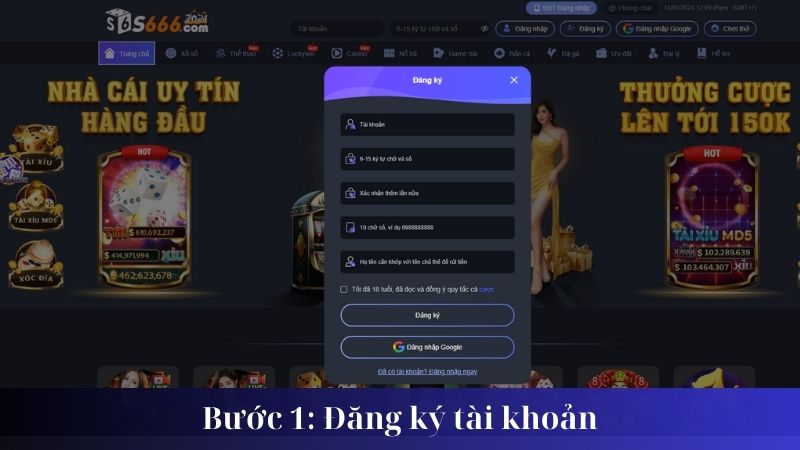 Bước 1: Đăng ký tài khoản: 